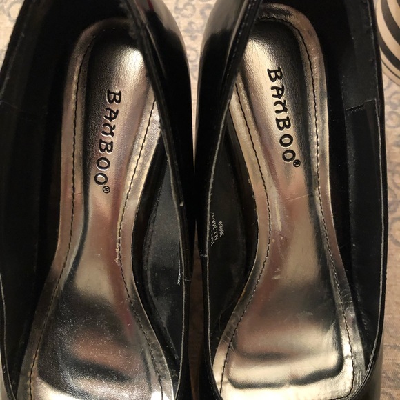 Bamboo Black Patent Wedges - Picture 6 of 8